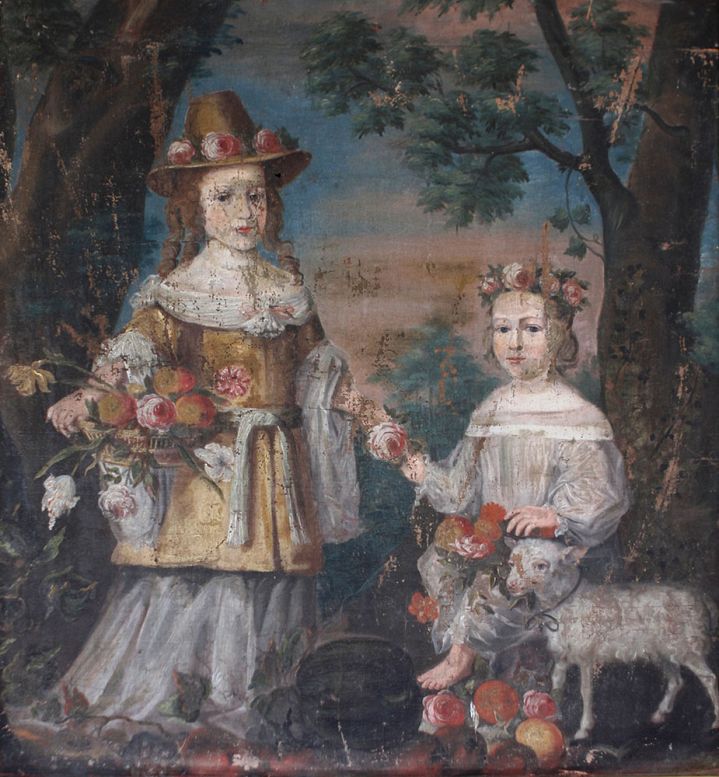 Elisabeth Sofie Skeel og hendes yngre søster Jytte Skeel som små. Maleriet er malet i 1660'erne, men er desværre ikke signeret.