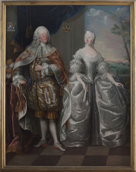 Jørgen Scheel og hans anden hustru Charlotte von Plessen. Malet af Andreas Brünniche, 1753.