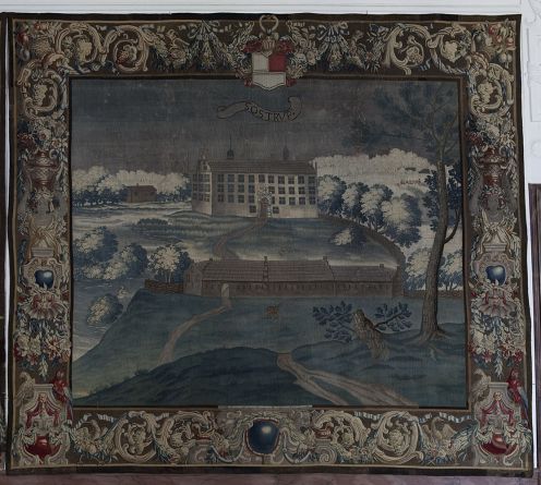Sostrup på gobelin fra omkring år 1700.