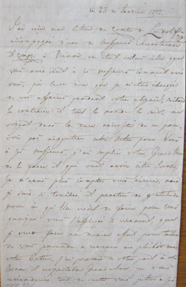 Brev fra Eleonore Agnes Raben 1797.